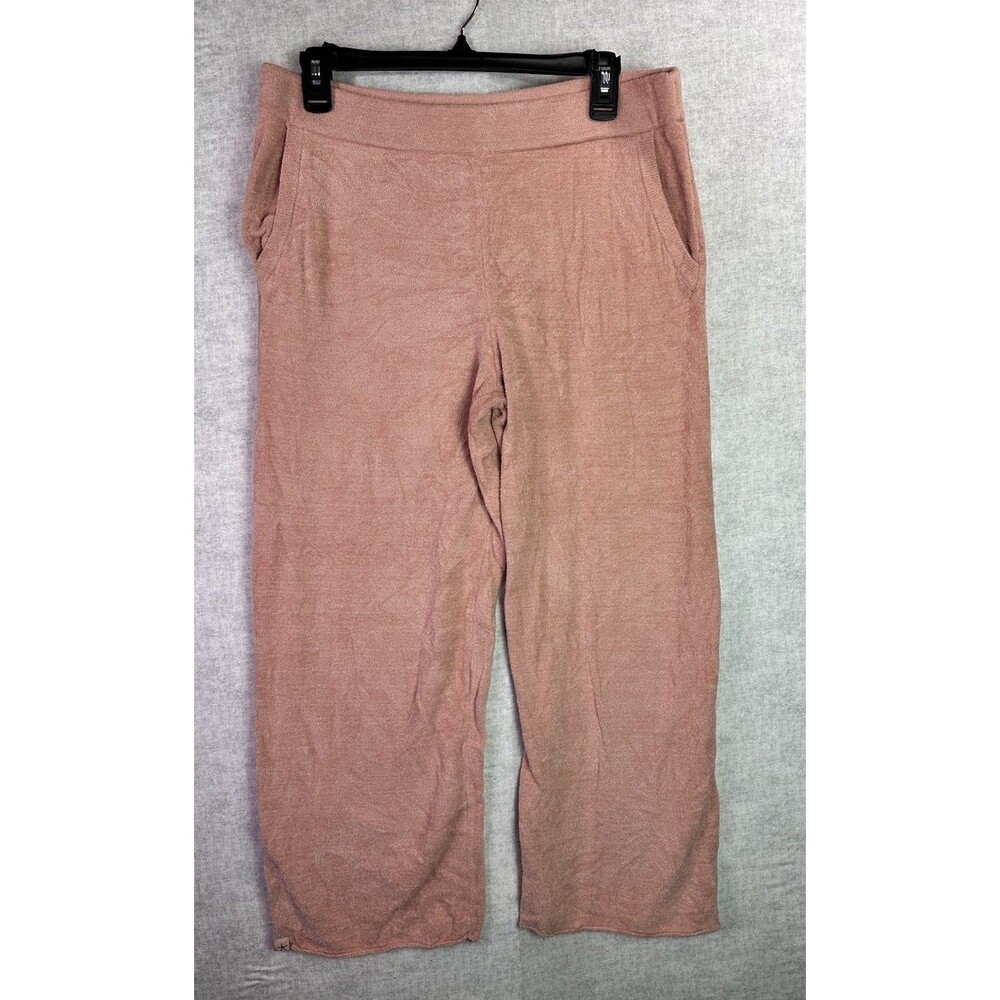 Barefoot Dreams CozyChic Ultra Lite Pink Crop Pants Womens Sz MP Wide Leg EUC